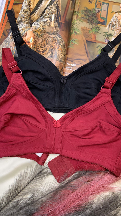 (32-42) B/C   Soft Cotton Stuff Solid Colour Daily Wear Bra (010)