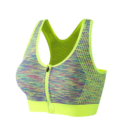 (32-38)Wide Straps Front Zipper Sports Bra (067)