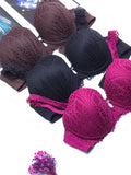 (36-42)D Cup Size Light Padded Wired Flower Pattern Bra (165)